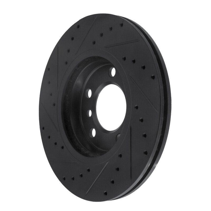 Mini Cooper Paceman Brake Rotor (1) - Front Right - R1 Concepts - Drilled & Slotted - Black - `11-`16